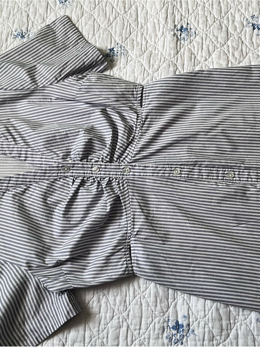 Old Navy Navy and White Vertical Stripe Midi Shirt Dress - Picture 5 of 11